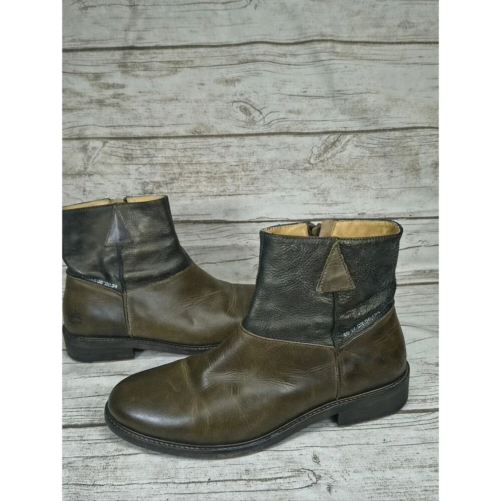 John Fluevog Green Feature Holden Contrast Ankle Boot Men Size 9